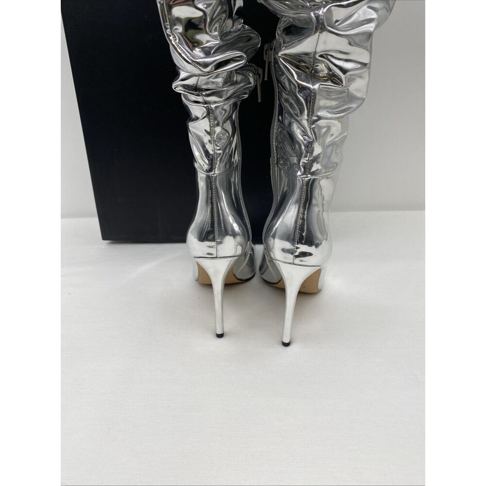 INC INTL Concepts Wmn Iyonna Slouch Heeled Boot Sz US 6 Silver Patent - Picture 3 of 12